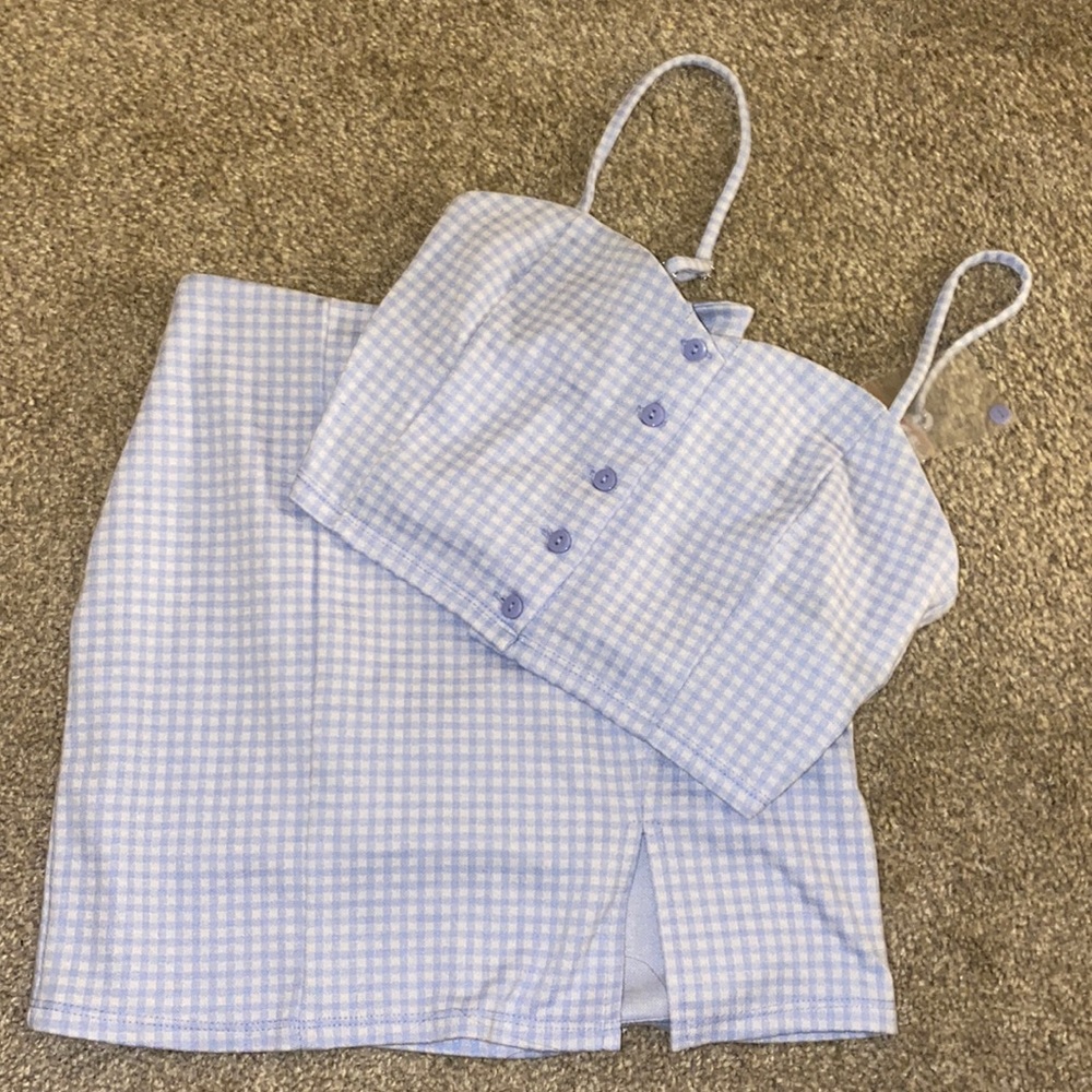 Forever 21 Blue White Plaid Set